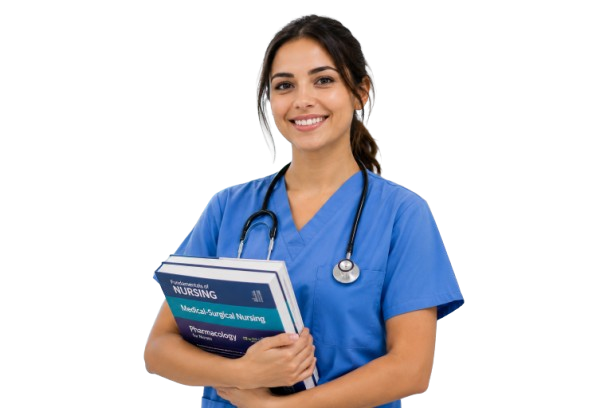 Nurse holding nursing books